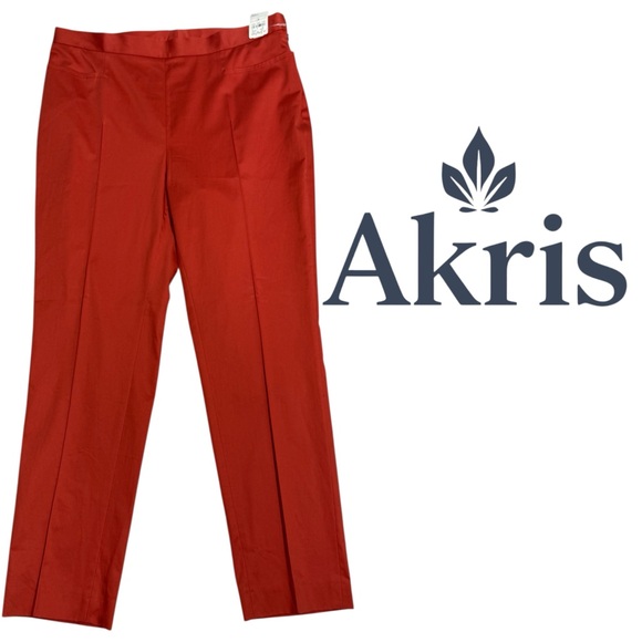 Akris Punto Franca Pants mid rise rust orange ankle length cotton blend Size 8 - Picture 1 of 8
